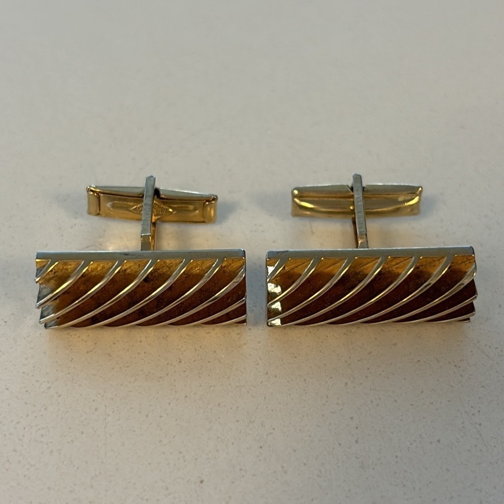 Vintage SARAH COVENTRY gold tone cufflinks mid century modern rectangle shape